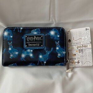LOUNGEFLY x HARRY POTTER Patronus All Over Printed Wallet in Blue/Black